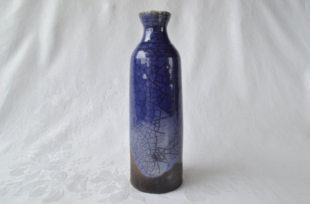 Hoge blauwe Vaas, geglazuurd aardewerk – HK Living, keramiek, Huis en Inrichting, Blauw, 27 cm, Ophalen of Verzenden, Zo goed als nieuw