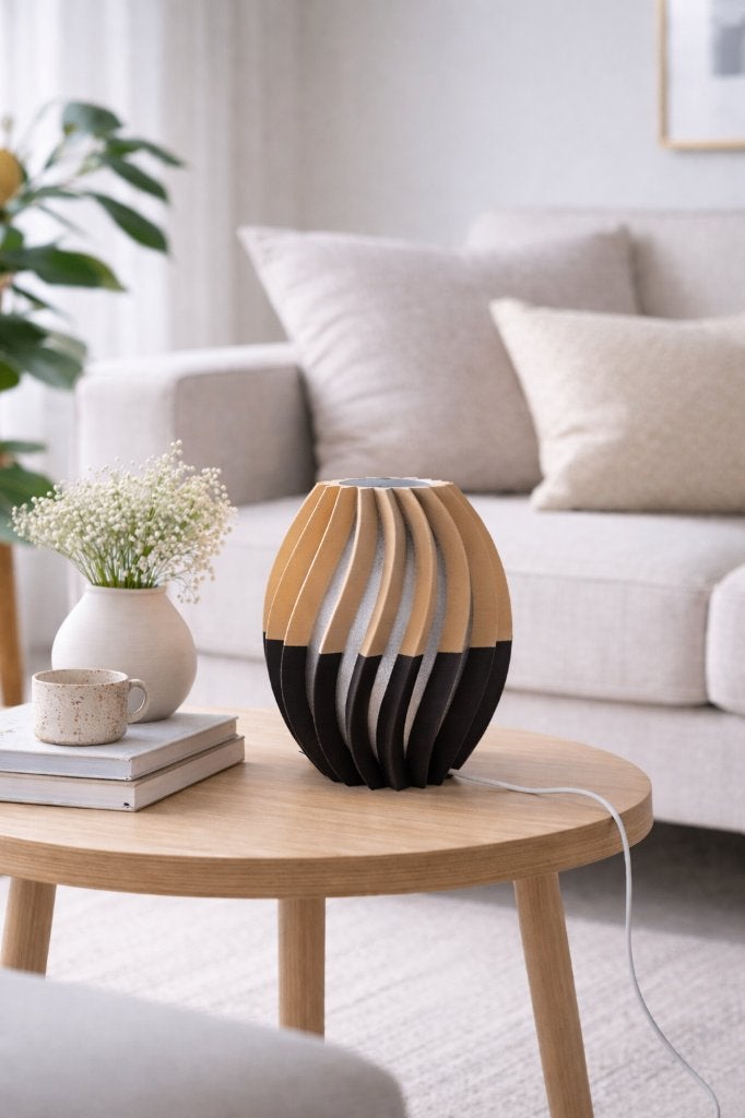 Moderne tafellamp met LED verlichting - Kunststof, Kunststof, 24 cm, Meerkleurig, Nieuw
