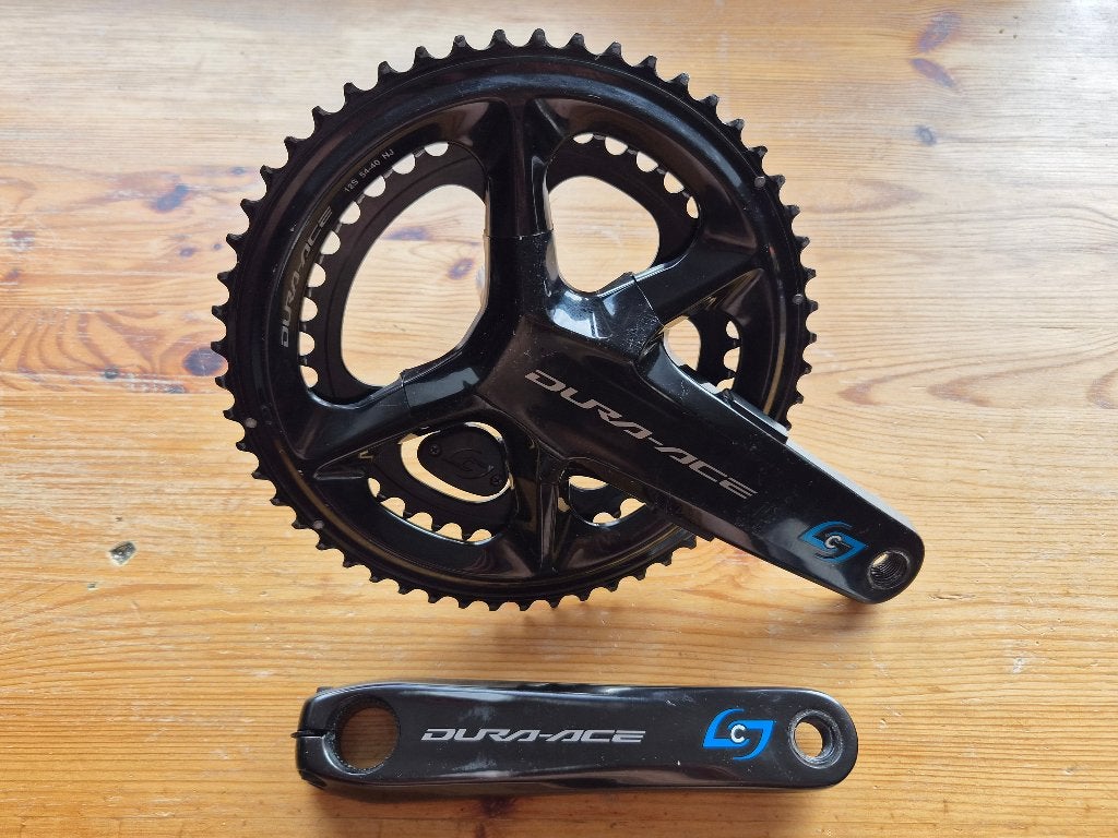 Shimano Dura Ace 165mm Dual Sided Powermeter Crankstel 54/40, Crankstel of Pedalen, Ophalen of Verzenden, Zo goed als nieuw, Aluminium