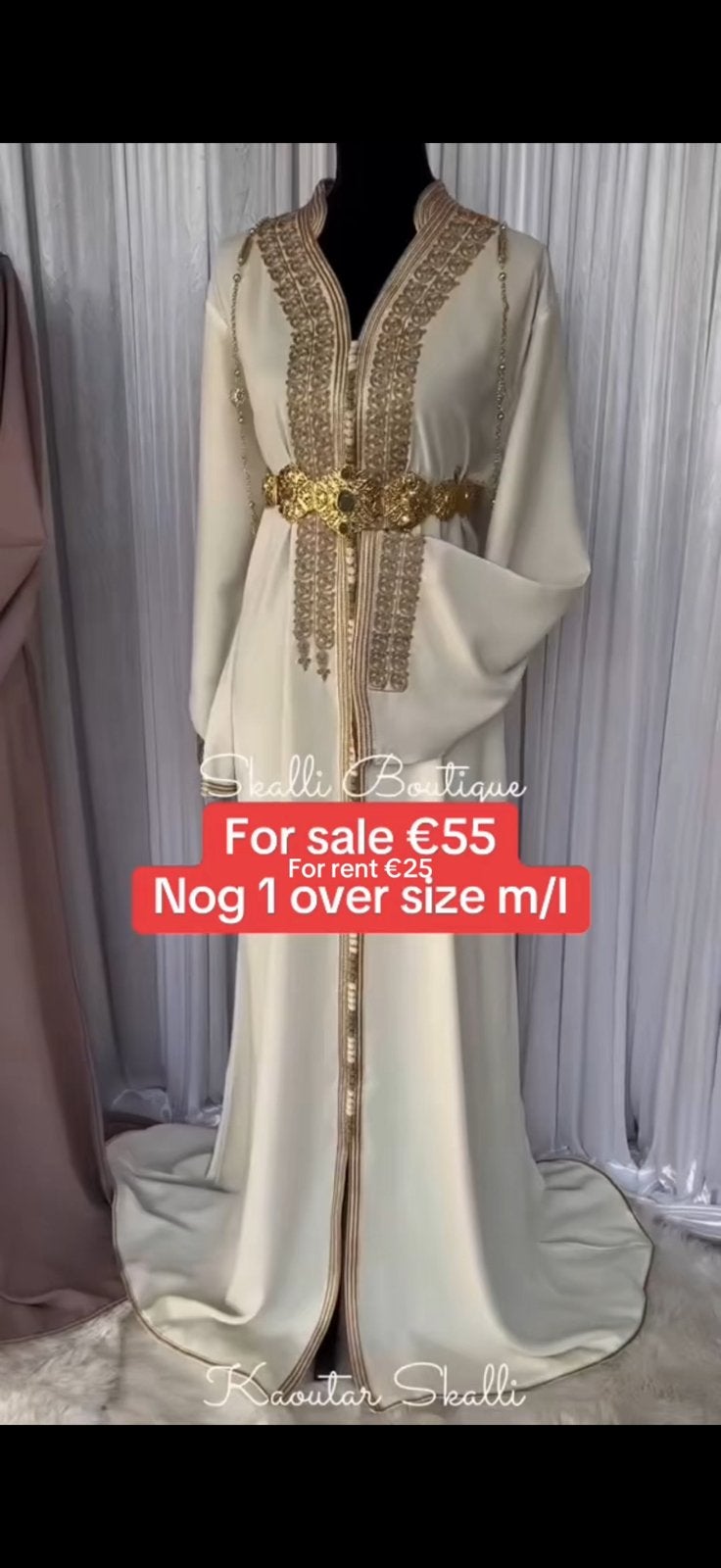 Caftan wit met hoge kraag, Ophalen of Verzenden, Zo goed als nieuw, Wit