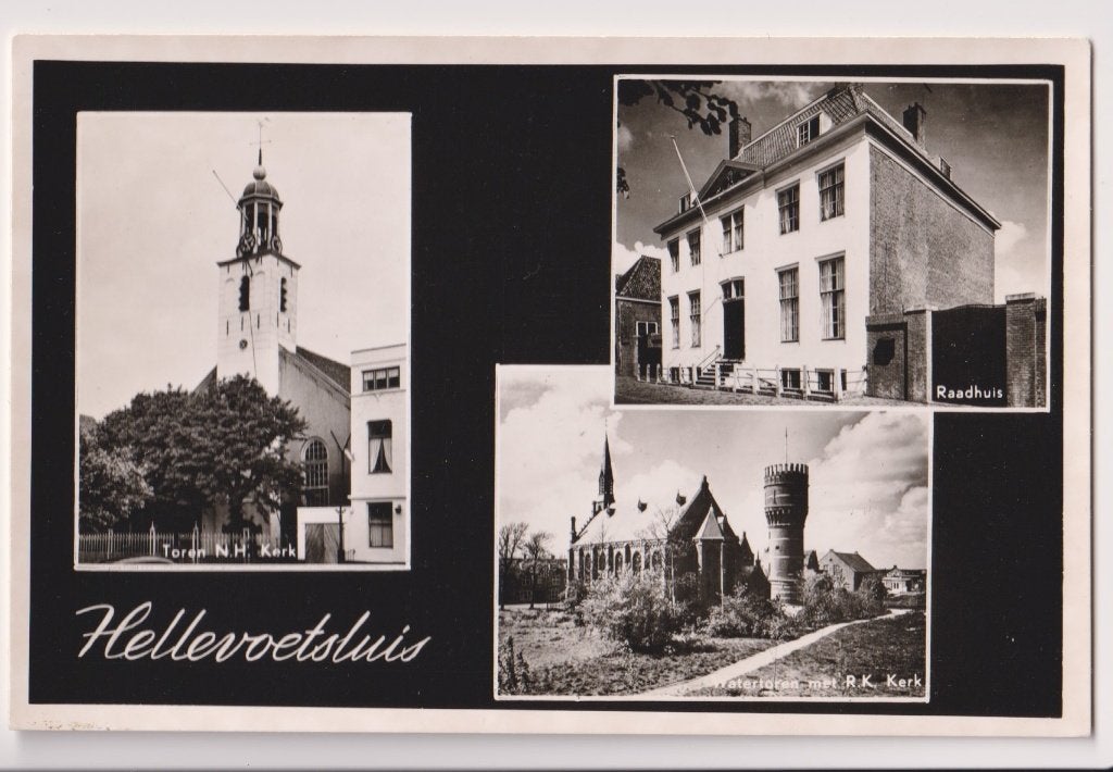 075 Hellevoetsluis Watertoren RK Kerk Raadhuis Toren Kerk, Verzenden, 1940 tot 1960, Ongelopen, Zuid-Holland