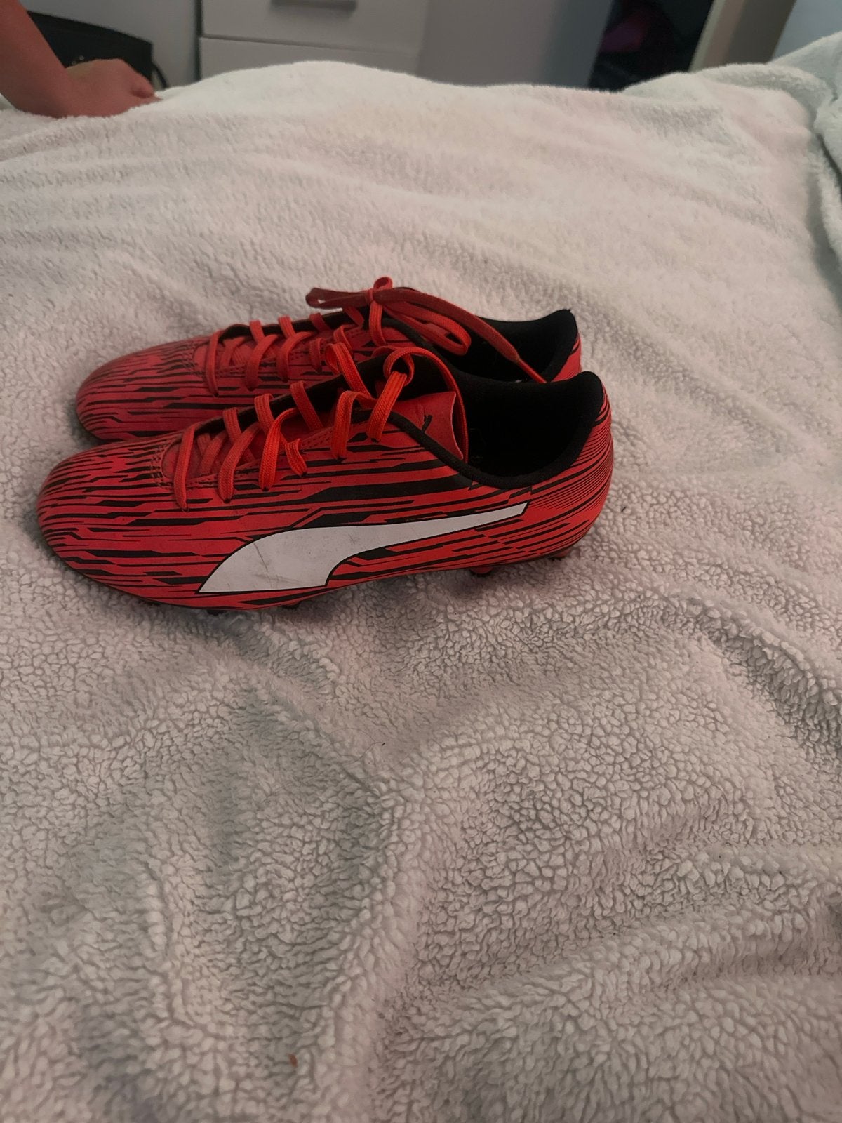 Puma Voetbalschoenen Maat 40 Rood/Zwart, Sport en Fitness, Voetbal, Ophalen, Zo goed als nieuw, Schoenen