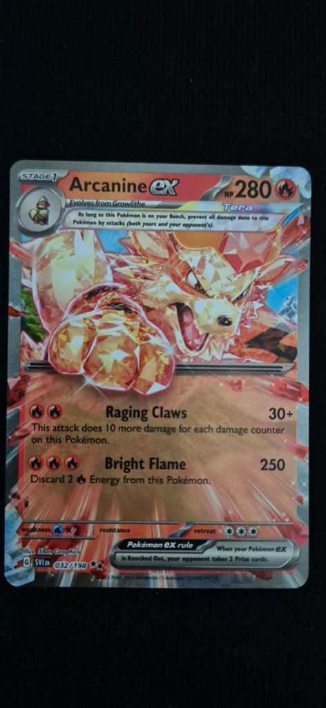 Arcanine ex Tera Pokémon Kaart - Nieuwstaat, Ophalen of Verzenden, Nieuw, Losse kaart, Foil