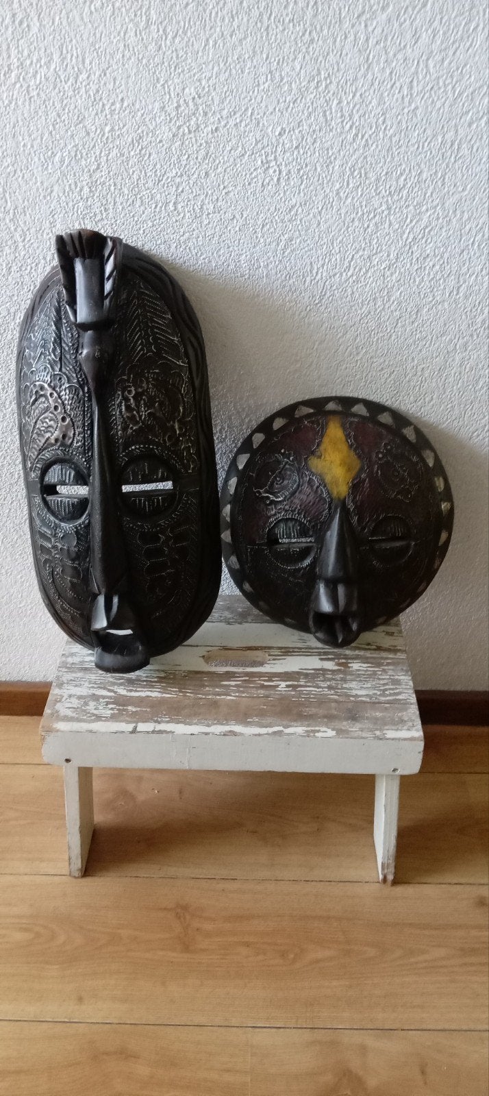 Afrikaans stammen maskers 2x., Ophalen of Verzenden