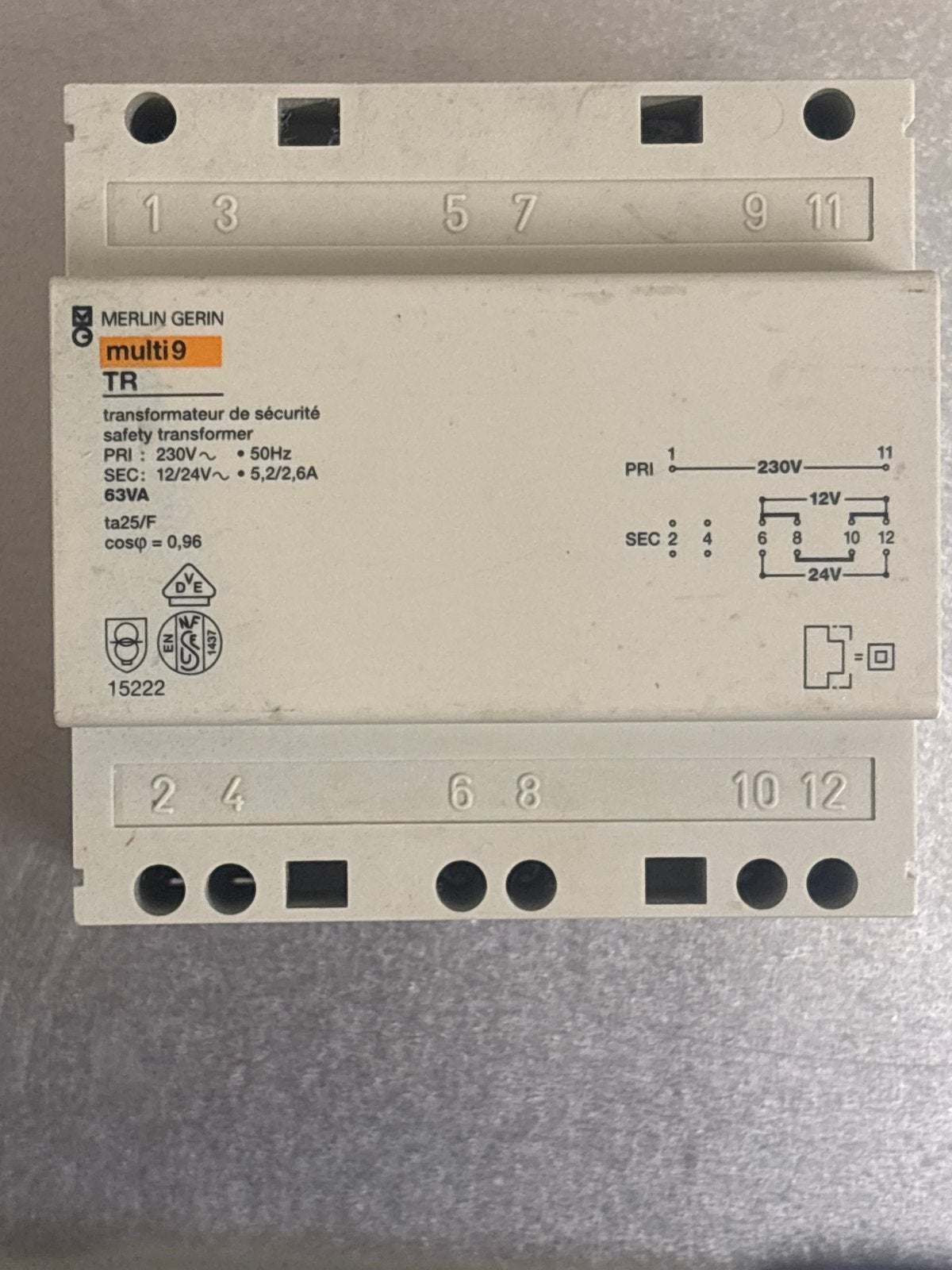 Merlin Gerin Multi 9 TR Veiligheidstransformator 63VA, Ophalen of Verzenden, Gebruikt, Overige typen