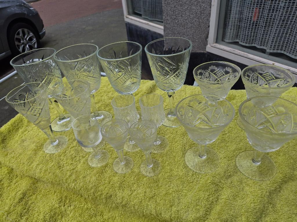Blomus Kristallen wijnglazen, borrelglazen, geslepen patroon, Ophalen, Zo goed als nieuw, Overige typen