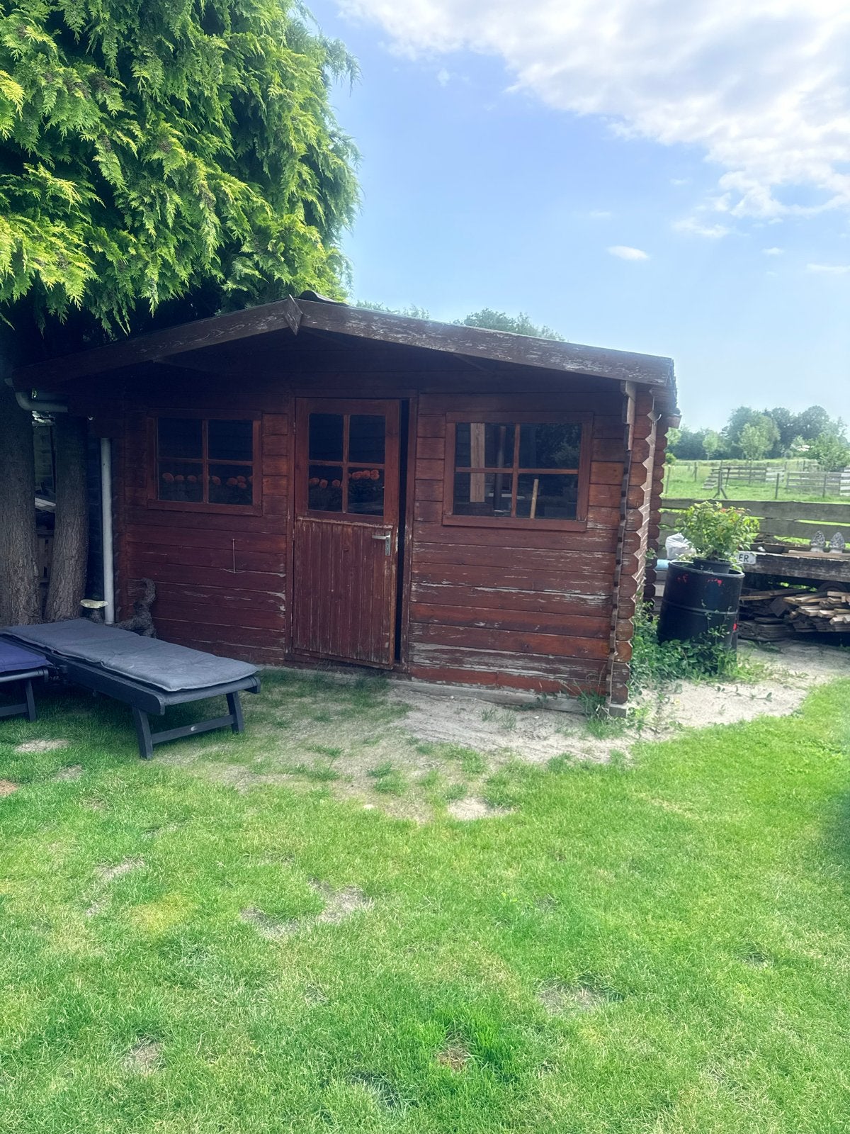 Houten Tuinhuisje/Schuur - Gebruikt, Tuin en Terras, Tuinhuizen, Ophalen, 250 tot 500 cm, Met overkapping, Hout