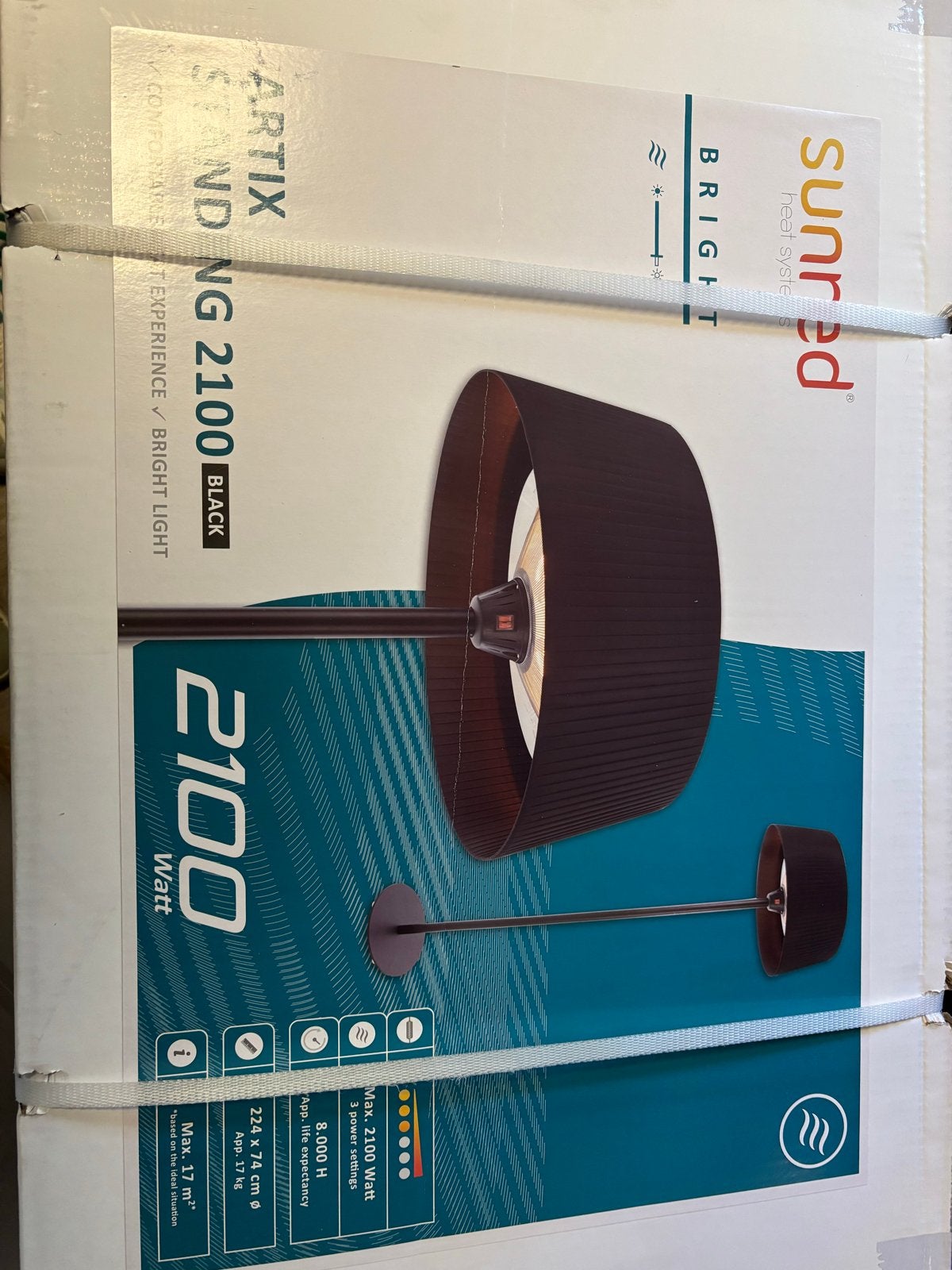 Sunred Artix Standing Heater 2100W Zwart, Ophalen of Verzenden, Nieuw, Elektrisch, Vloer