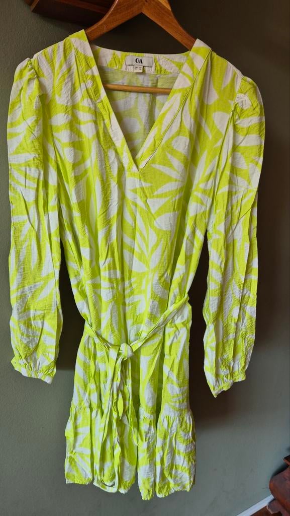 Lime groen met witte jurk mt 44 C&A mooie staat, Kleding | Dames, Jurken, Maat 42/44 (L), Ophalen of Verzenden, Zo goed als nieuw