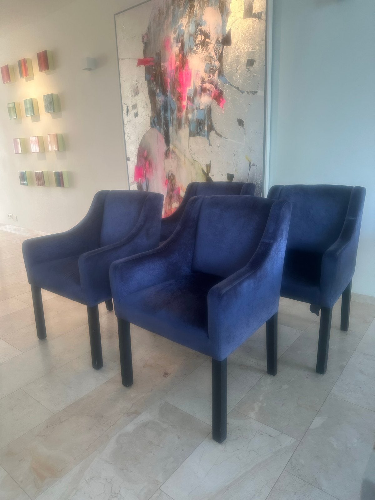 5 Keijzer en Co stoelen - Erg mooi en comfortabel, Gebruikt, Blauw, Ophalen of Verzenden, Stof