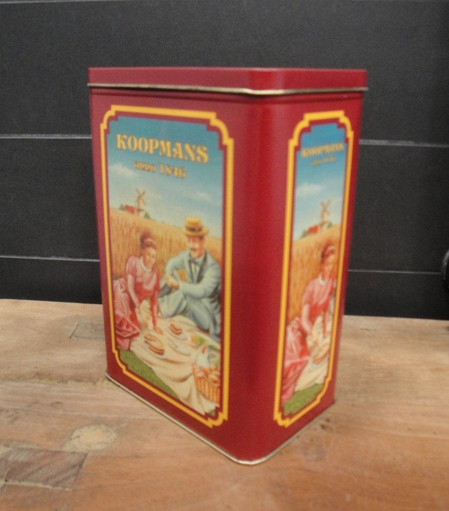 LEUK VINTAGE "KOOPMANS" BLIK, Verzamelen, Ophalen of Verzenden, Gebruikt, Overige, Overige merken