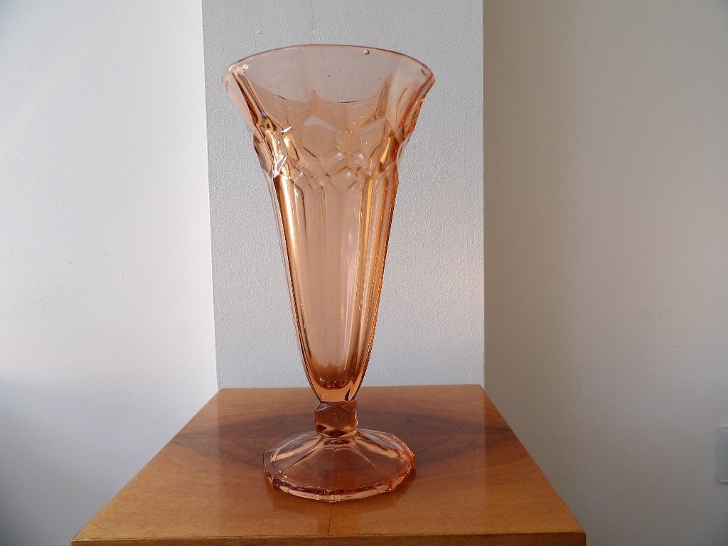 Art Deco Vaas Boheems Rudolf Schrotter Peach/Orange, Antiek en Kunst, Ophalen of Verzenden