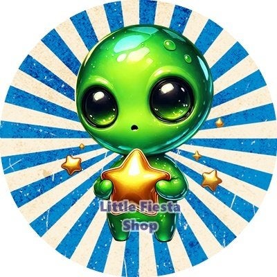 lf1121 ouwel alien 20x4,7cm eetbare cupcake rondjes vers, Ophalen of Verzenden, Nieuw, Cupcakes, Versiering