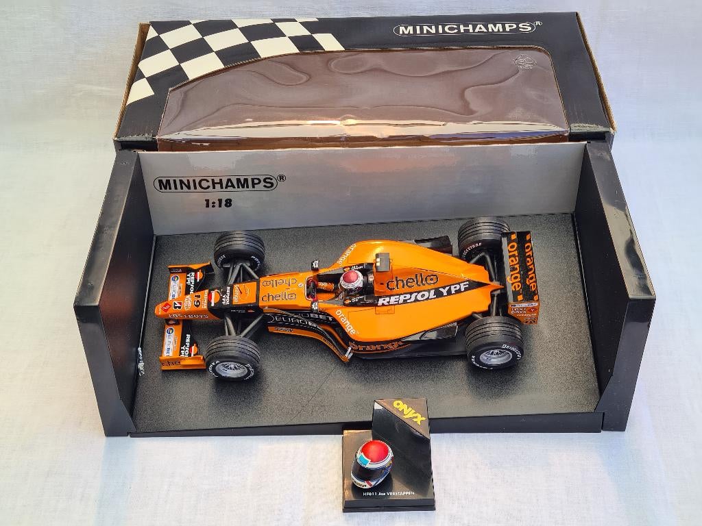 Arrows Supertec A21 Jos Verstappen 2000 1:18 met 1:12 Helm, Ophalen of Verzenden, Zo goed als nieuw, Formule 1