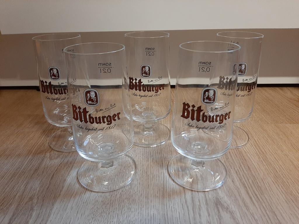 5 bitburger glazen, Ophalen of Verzenden