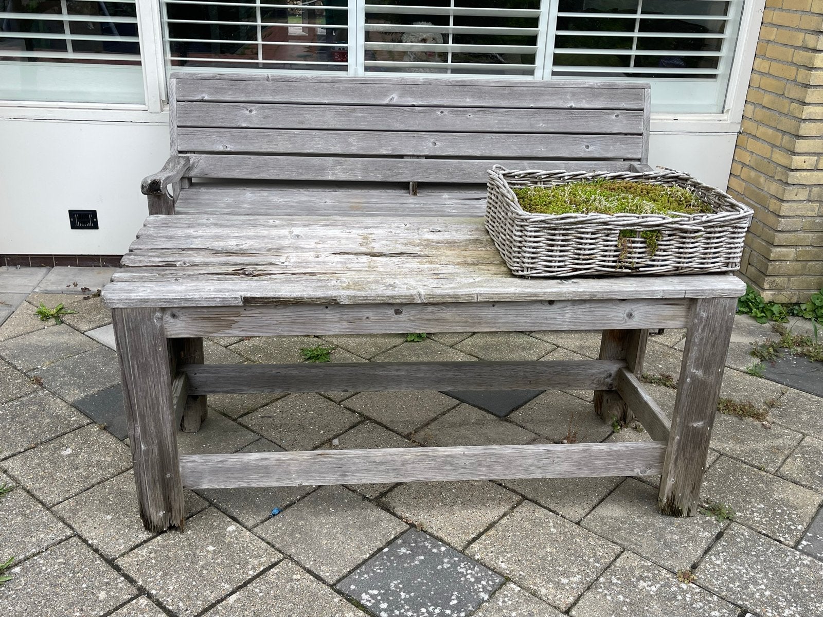 Robuuste houten tuinbank - Gebruikt, Tuin en Terras, Tuinbanken, Ophalen, Gebruikt, Hout