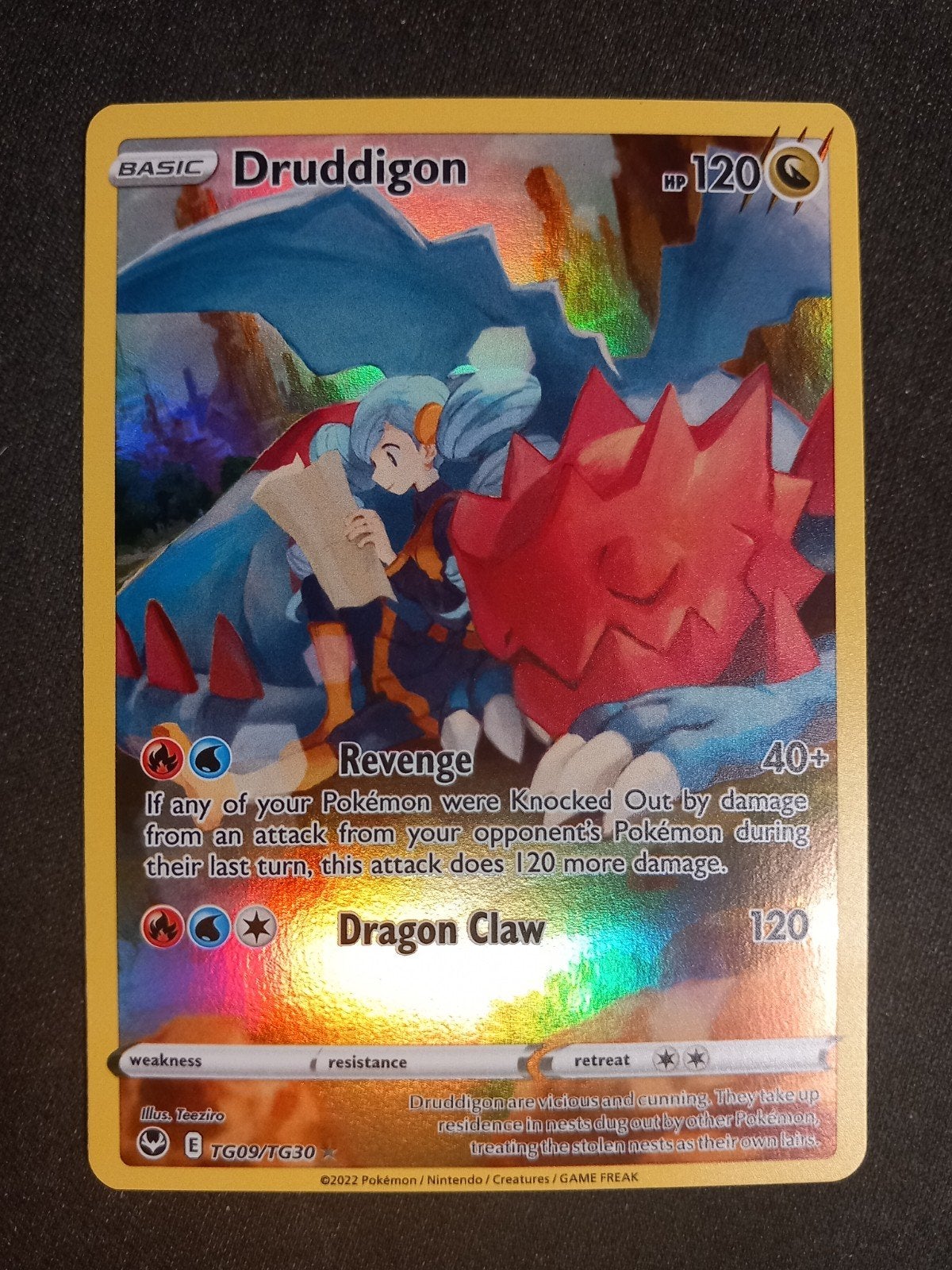 Druddigon TG09/TG30 Silver Temp Illustration Rare Excellent, Verzenden, Zo goed als nieuw, Losse kaart, Foil