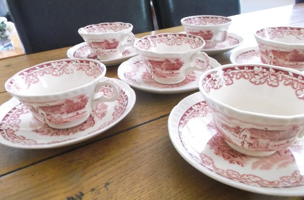 Boerenhoeve rood 6 Kop en schotels, Ophalen of Verzenden