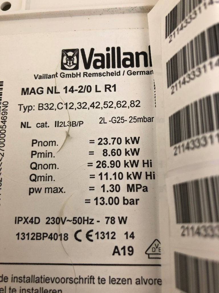 Vaillant Geiser, Ophalen, Gebruikt, Aardgas, Geiser