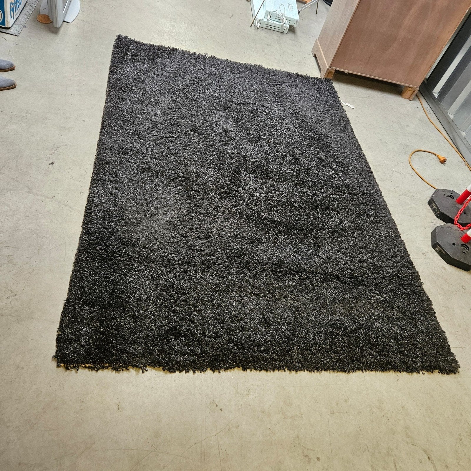 Vloerkleed 160x230 cm - Donkergrijs Shaggy, Huis en Inrichting, Ophalen, Shaggy, Gebruikt, 150 tot 200 cm