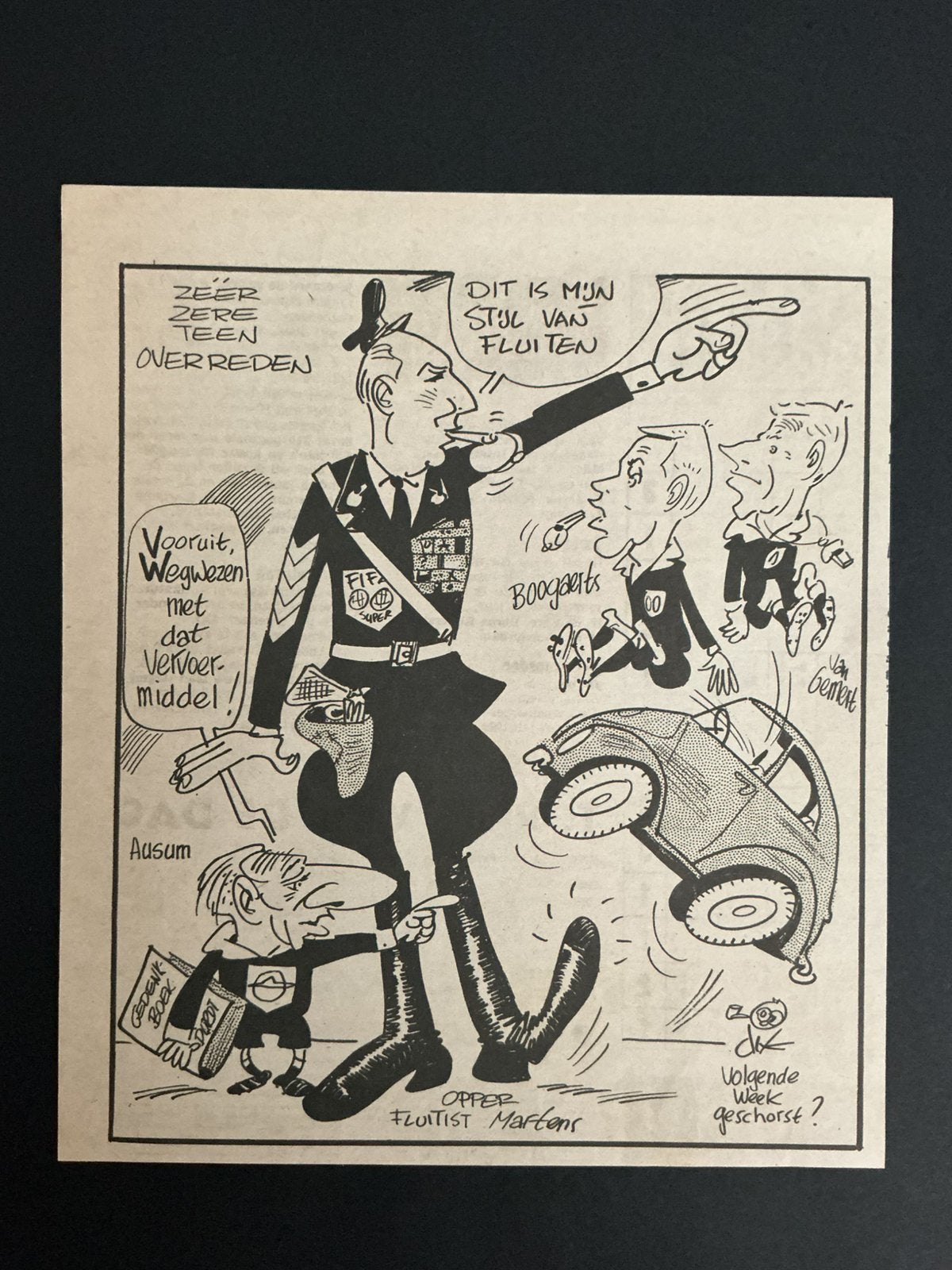 Voetbal karikatuur Dik Bruynesteyn Scheidsrechter sept 1969, Ophalen of Verzenden, 1960 tot 1980, Knipsel(s)