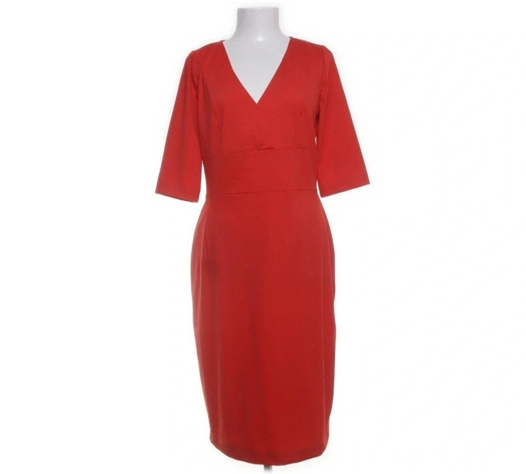 La Dress Rode Jurk Travelstof Maat M, Maat 38/40 (M), Verzenden, La Dress, Zo goed als nieuw