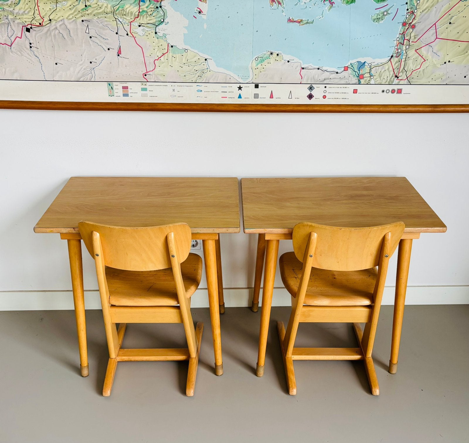 2 vintage schoolsetjes, Ophalen, Gebruikt, Tafel(s) en Stoel(en)