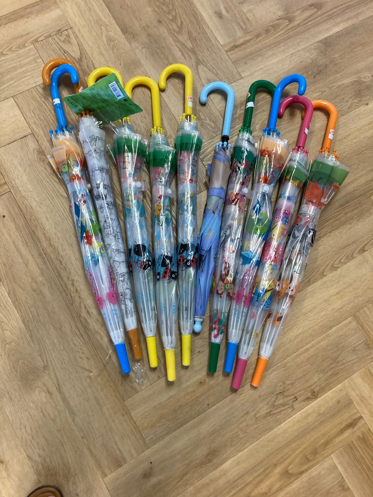 Partij kinderparaplu's met vrolijke prints, Sieraden, Tassen en Uiterlijk, Paraplu's, Ophalen of Verzenden, Transparant, Nieuw