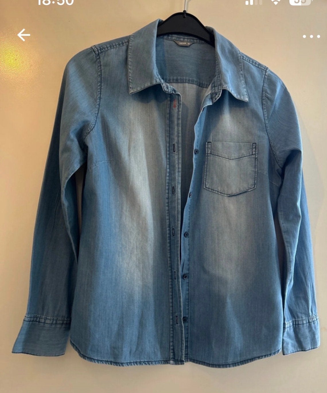 Dames spijkeroverhemd maat M van Hema, Ophalen of Verzenden, Gedragen, Maat 38/40 (M), Blauw