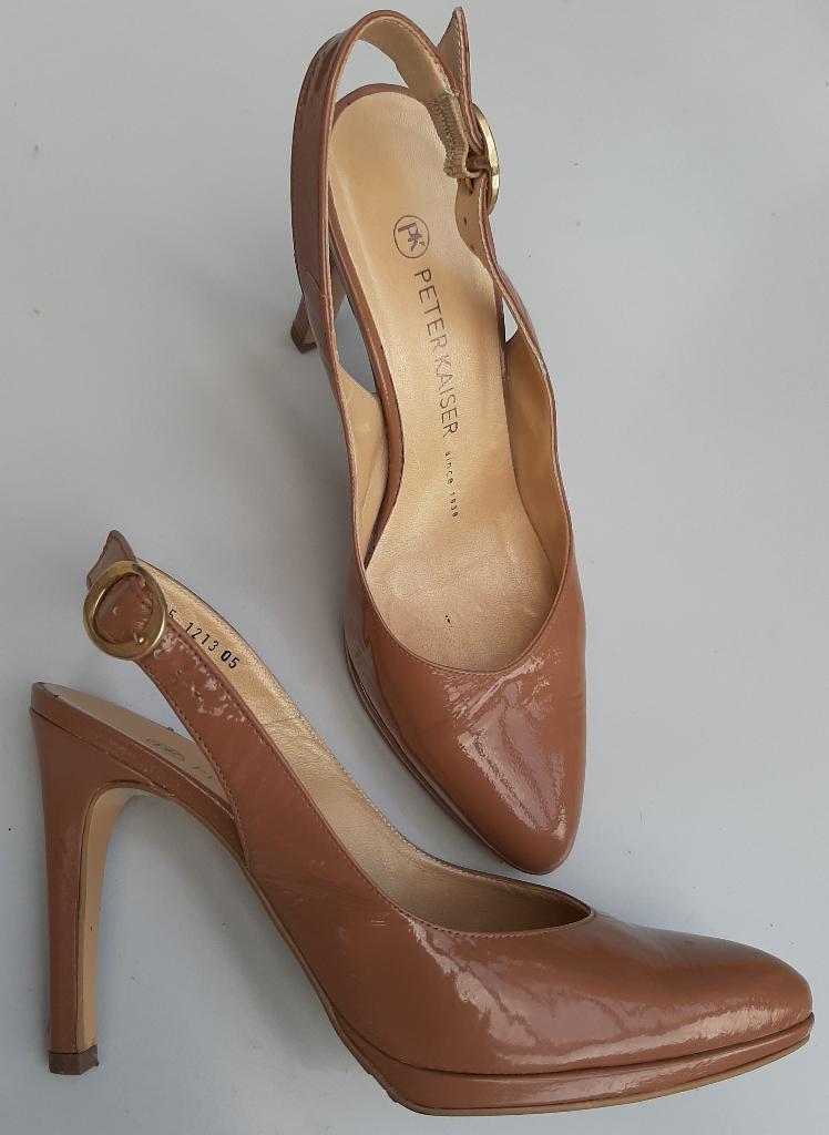 lak lederen pumps van Peter Kaiser maat 37,5 ( 4,5 ), Bruin, Zo goed als nieuw, Schoenen met hoge hakken, Ophalen
