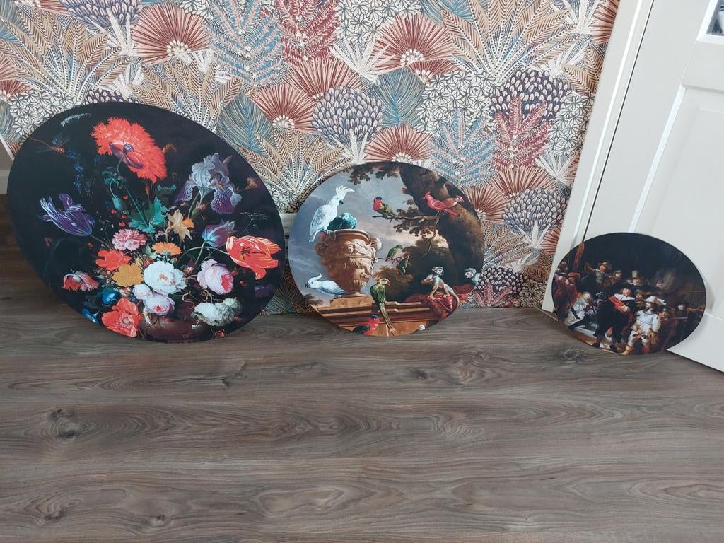 Set van 3 HIP org. schilderijen: 80, 60, 40 cm doorsnee, Ophalen