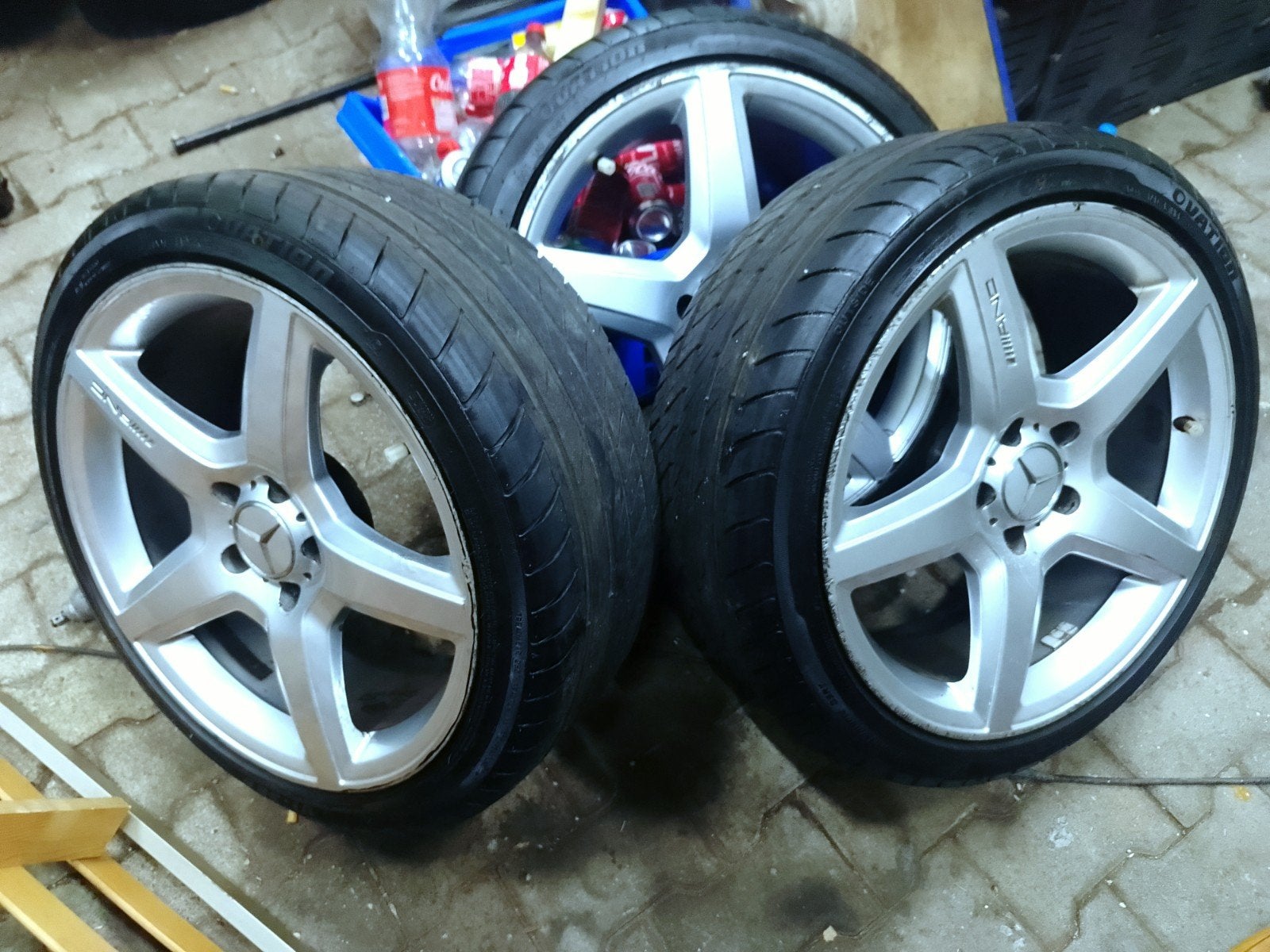 Set AMG velgen met banden mercedes 18" 5x112, Auto-onderdelen, 18 inch, Gebruikt, Banden en Velgen, Ophalen of Verzenden