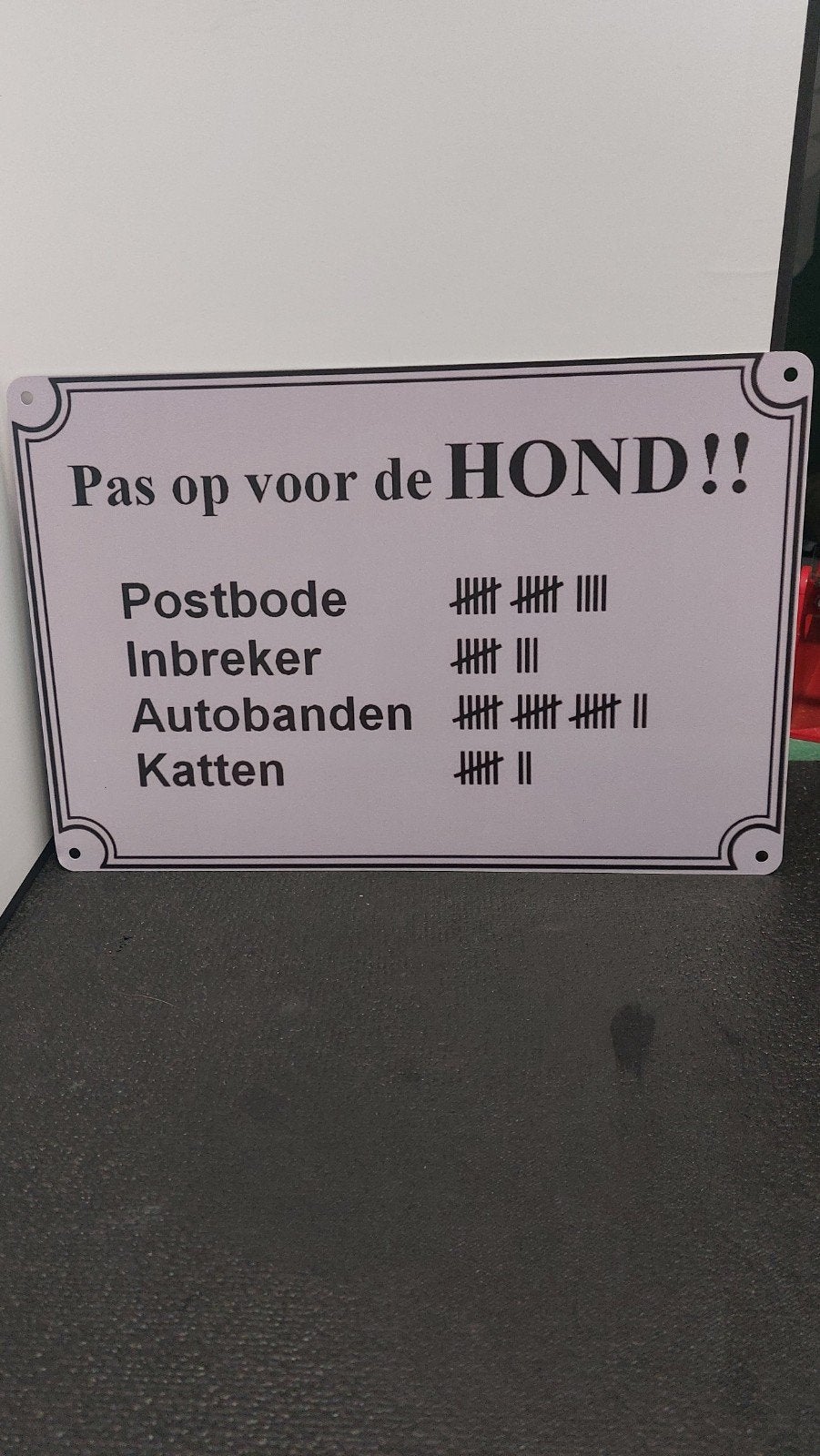 Grappig 'Pas op voor de HOND!!' bord - 20x30cm, Ophalen of Verzenden, Nieuw, Meerkleurig, Metaal