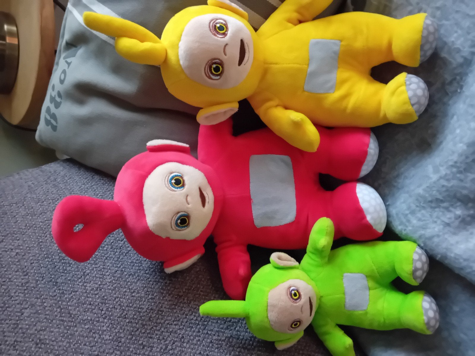 Teletubbies knuffels - Set van 3 (Po, Laa-Laa, Dipsy), Overige karakters, Overige typen, Ophalen of Verzenden, Zo goed als nieuw
