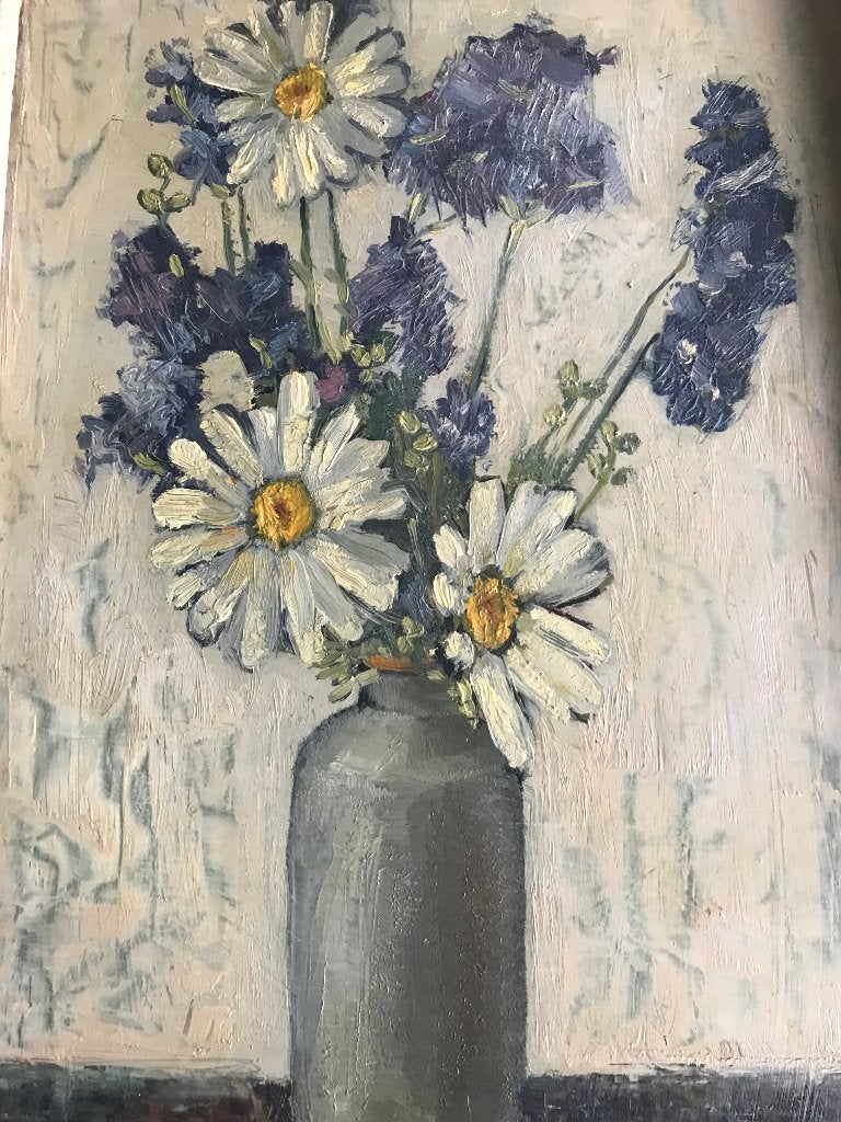 olieverf op board bloem stilleven impressionistisch, Bloemen, Paneel, Impressionistisch, Ophalen of Verzenden
