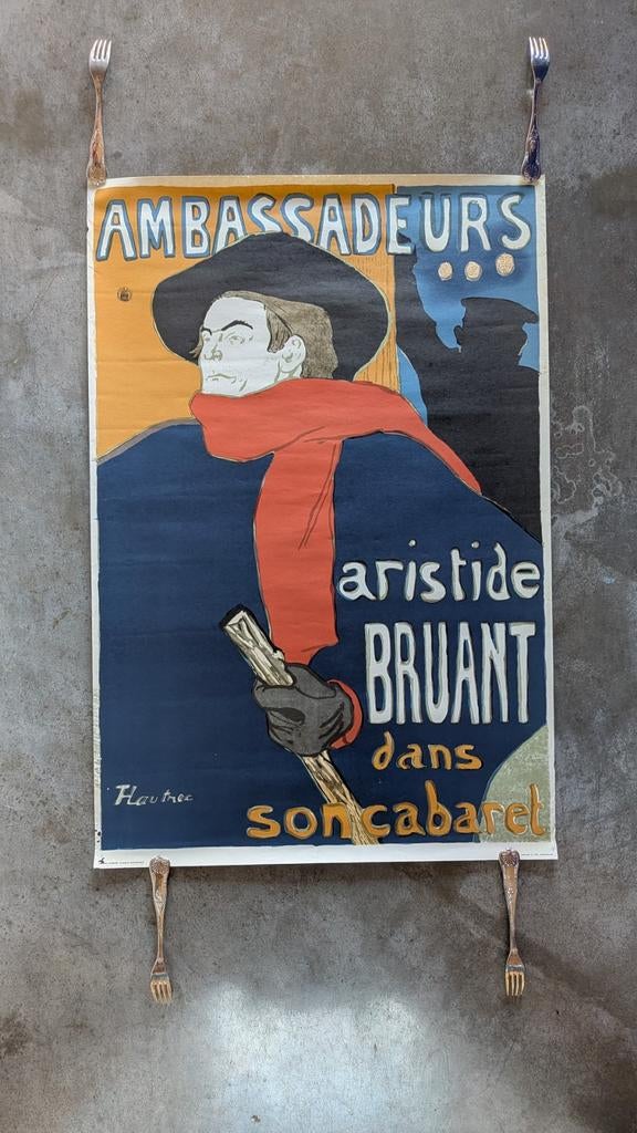 Poster Toulouse Lautrec Affiche Aristide Bruant, Ophalen of Verzenden, Gebruikt, A1 t/m A3