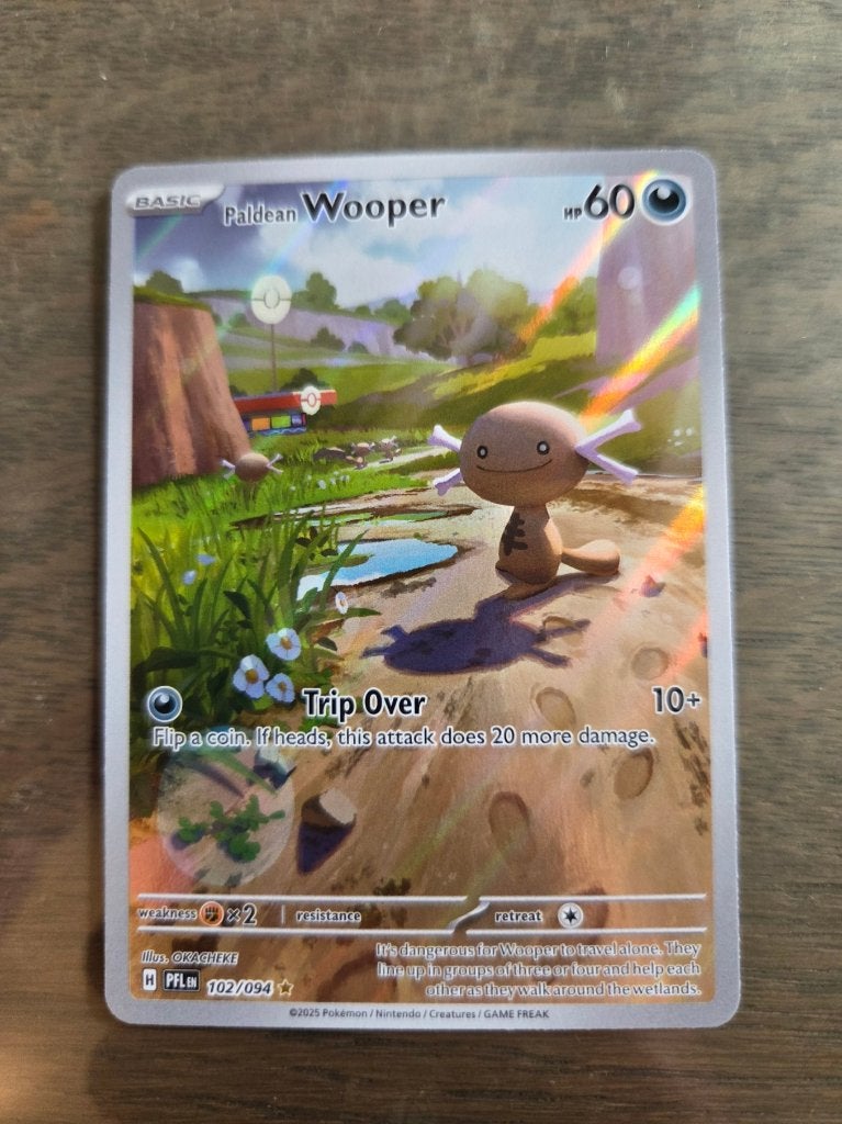 Paldean Wooper 102 Phantasmal flames Pokemonkaart, Ophalen of Verzenden, Nieuw, Losse kaart, Foil