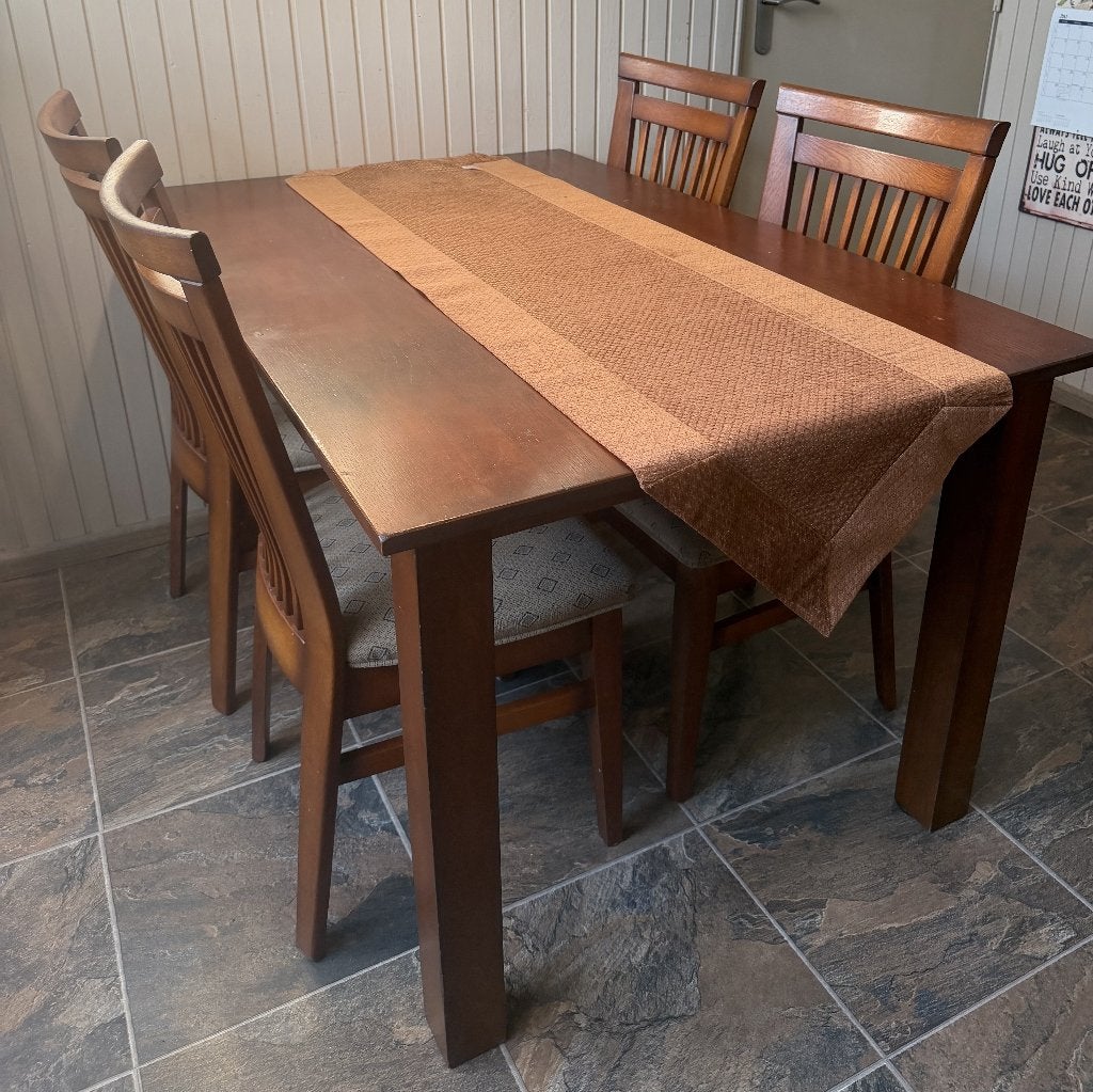 tafel met 4 stoelen, Huis en Inrichting, Stoelen, Ophalen, Gebruikt, Bruin, Vier