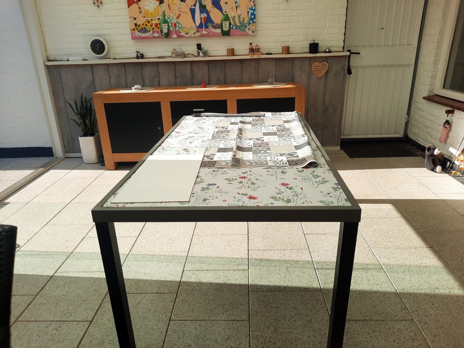 tafel met uitneembare glasplaat.1.70x 95 cm, Ophalen, Rechthoekig, Metaal