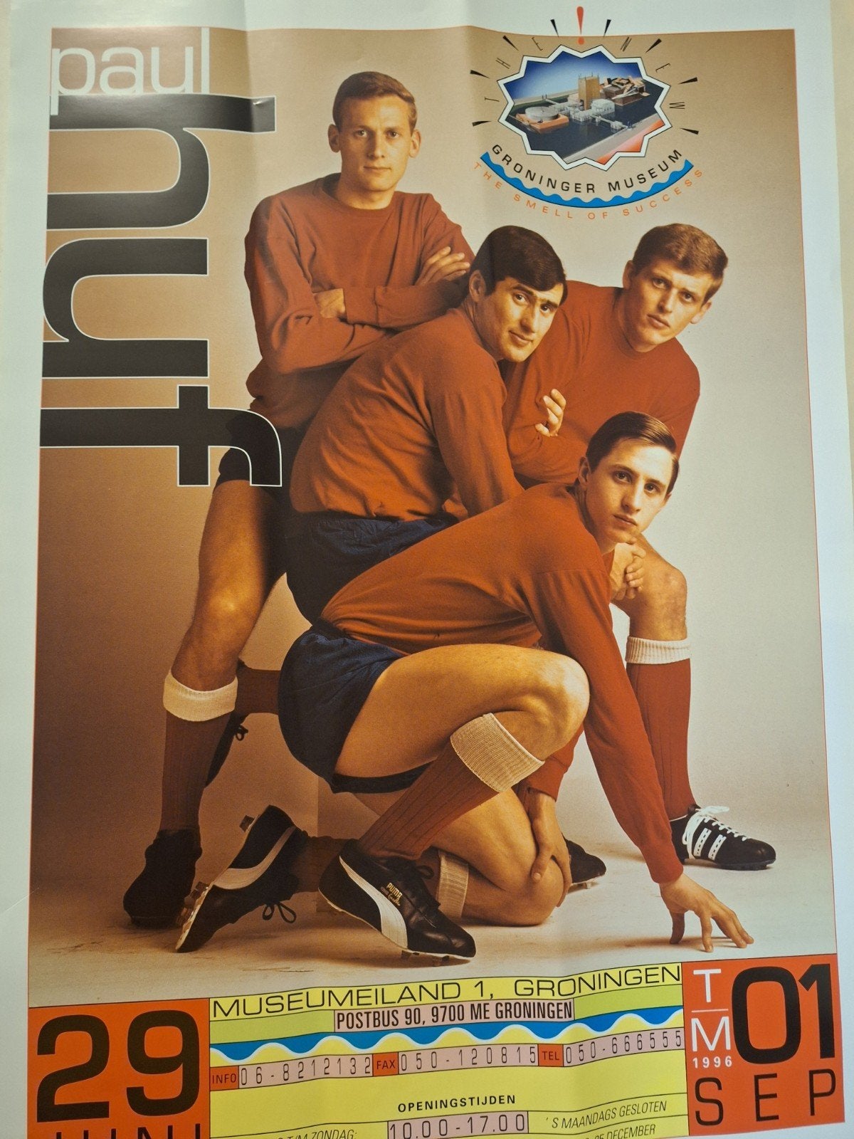 Voetbal Poster Paul Huf oa johan cruyff, Verzamelen, Ophalen of Verzenden, Sport, A1 t/m A3, Rechthoekig Staand