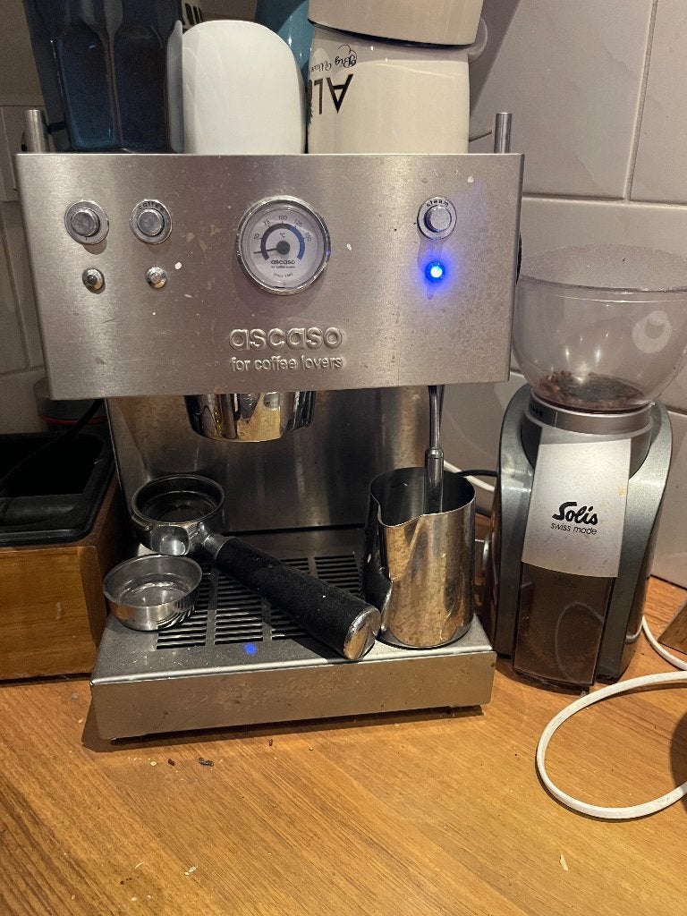 Ascaso Espresso Apparaat met Solis Koffiemolen, Ophalen, Gebruikt, Espresso apparaat, 2 tot 4 kopjes