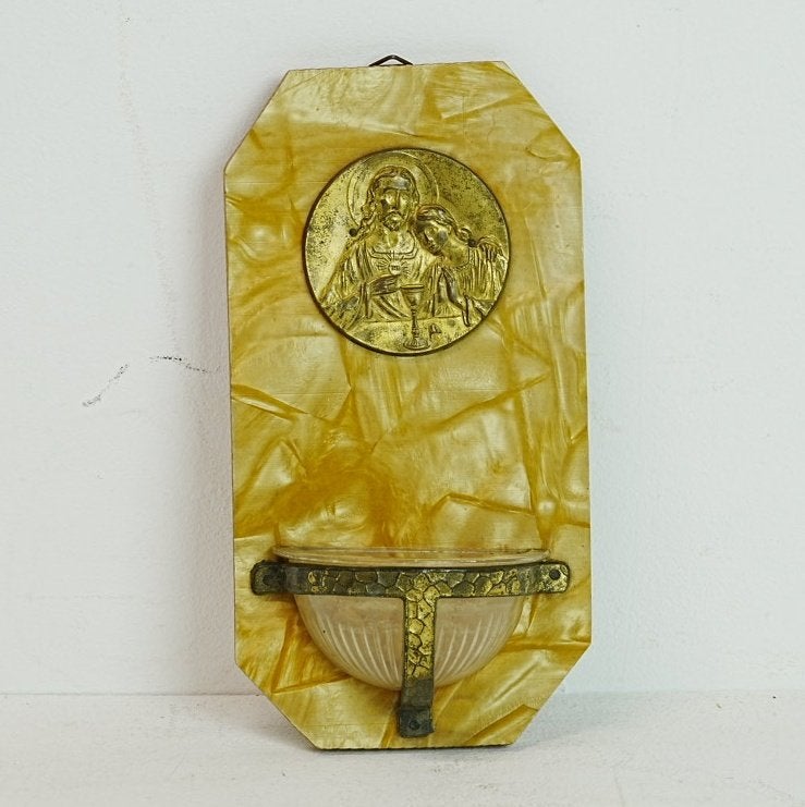 Vintage Heilig Water Font - Jezus en Johannes de Doper, Antiek en Kunst, Ophalen of Verzenden