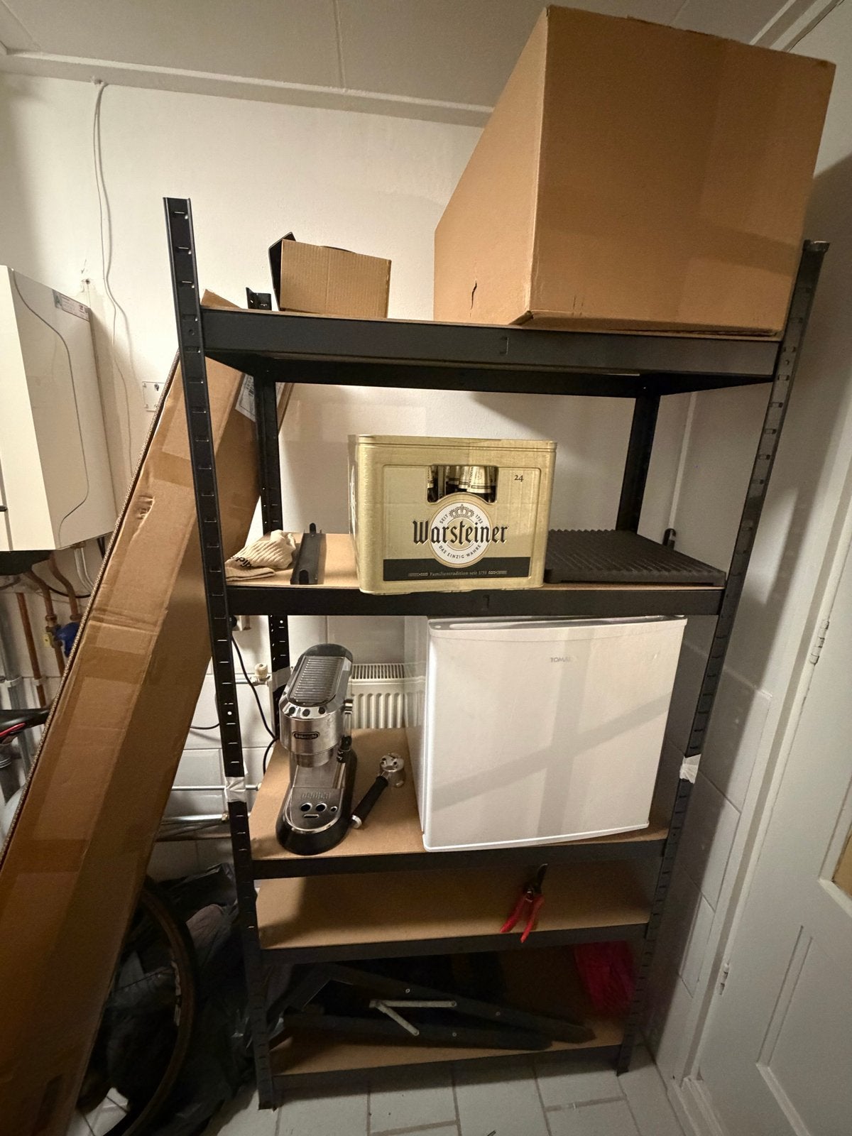 Metalen stellingkast met 5 legplanken (180-185 cm hoog), Ophalen, Gebruikt