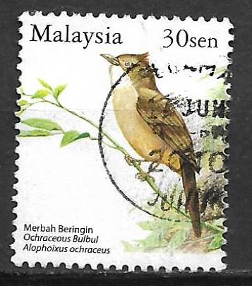 Maleisie 2005 Vogel bulbul, Verzenden, Gestempeld, Zuidoost-Azië