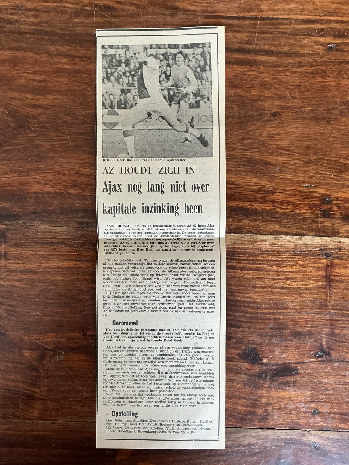 Voetbal krantenartikel Ajax AZ’67 februari 1976, Ophalen of Verzenden, Knipsel(s)