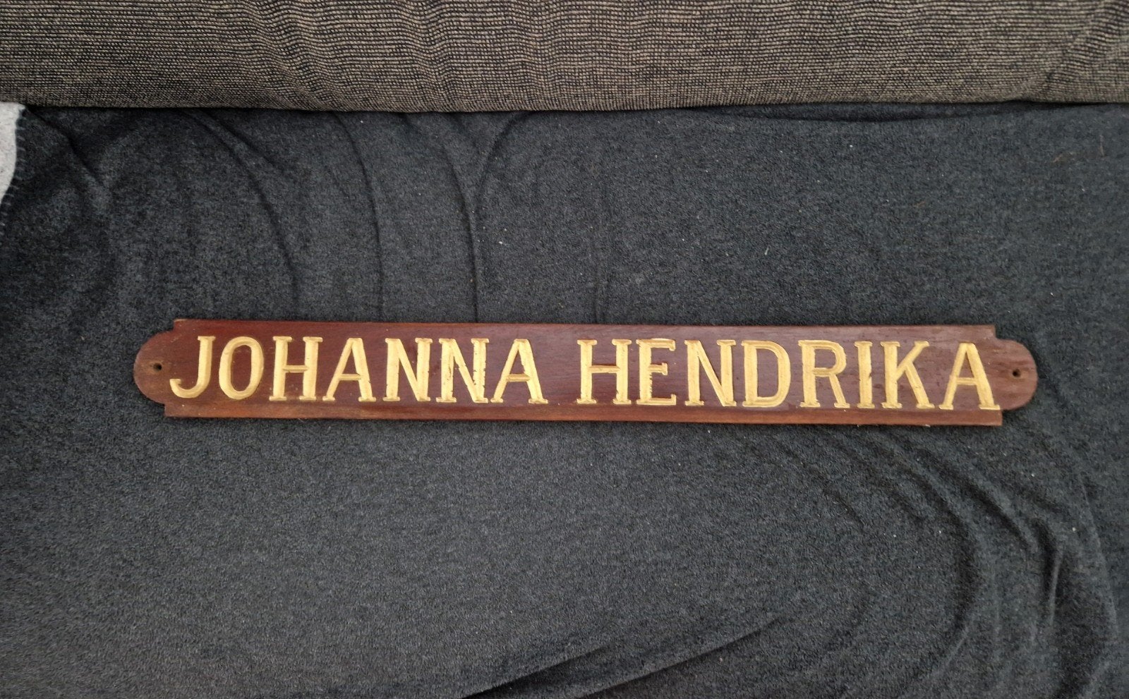 antieke houten scheepsplank 'JOHANNA HENDRIKA', Tekstbord, Gebruikt, Ophalen of Verzenden, Handgemaakt