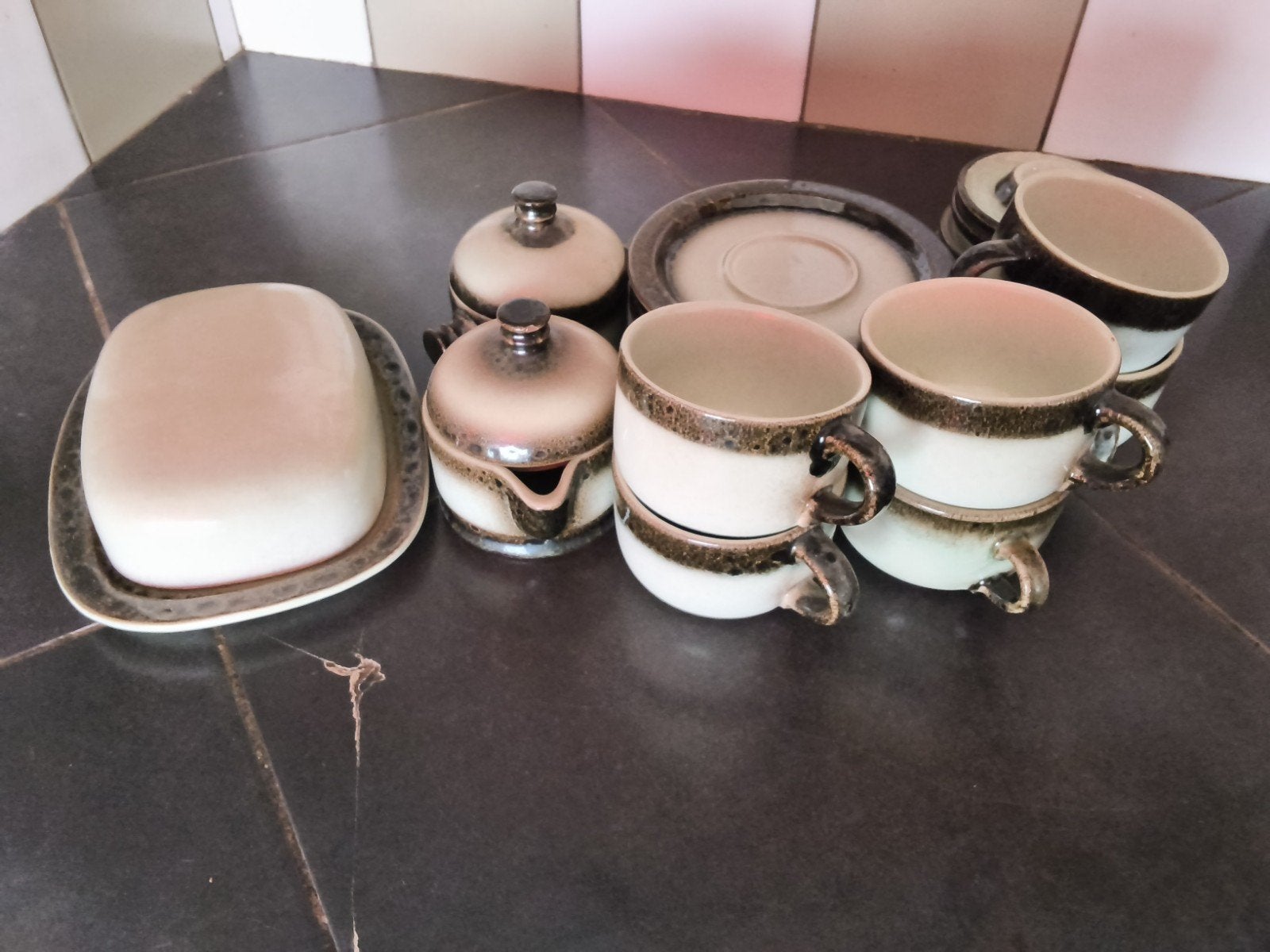 Vintage Ceramano Steinzeug Servies - West-Duitsland, Antiek en Kunst, Ophalen