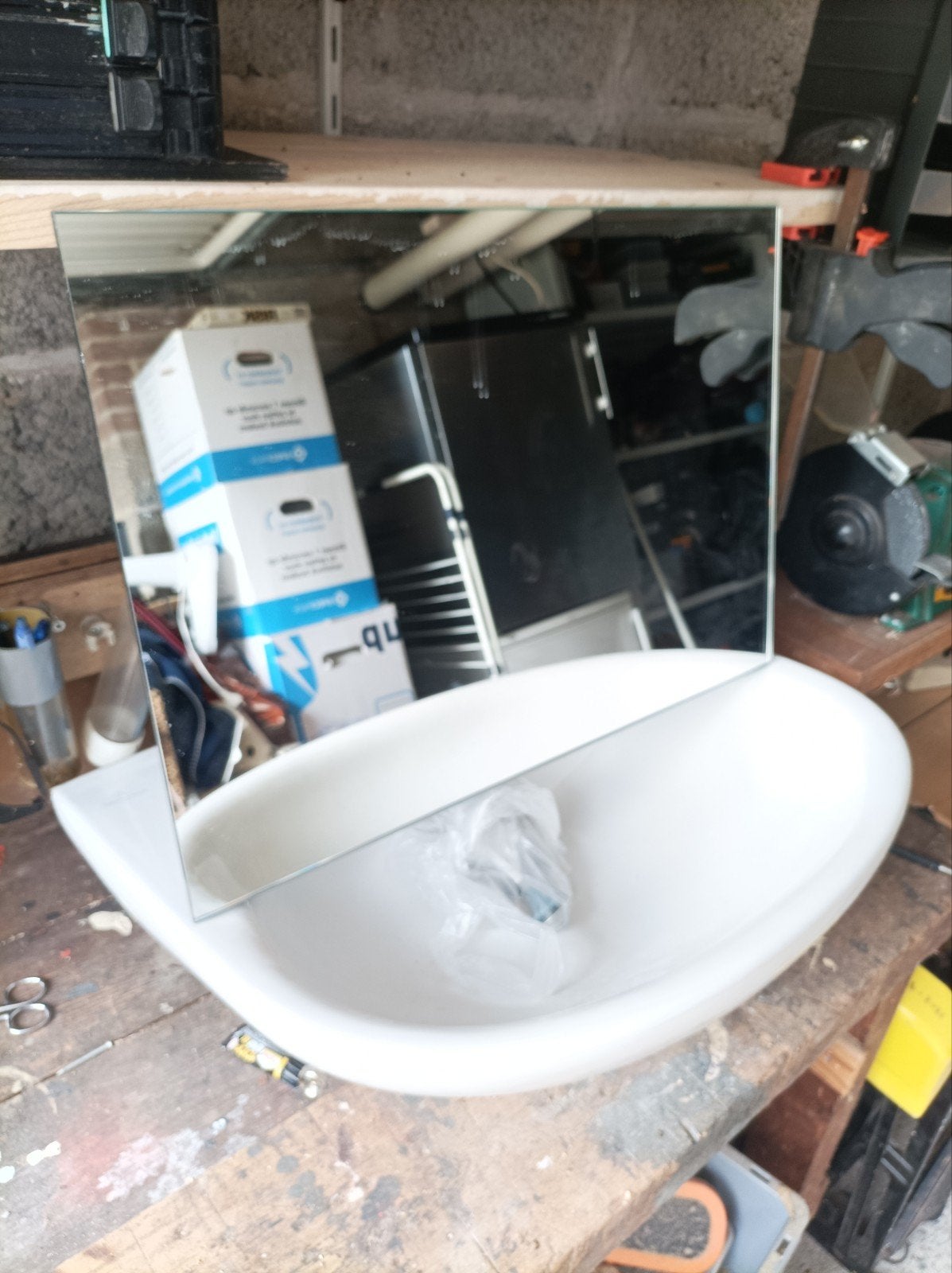 Villeroy&Boch wastafel met Grohe kraan en spiegel, Ophalen, Nieuw, Wasbak of Wastafel