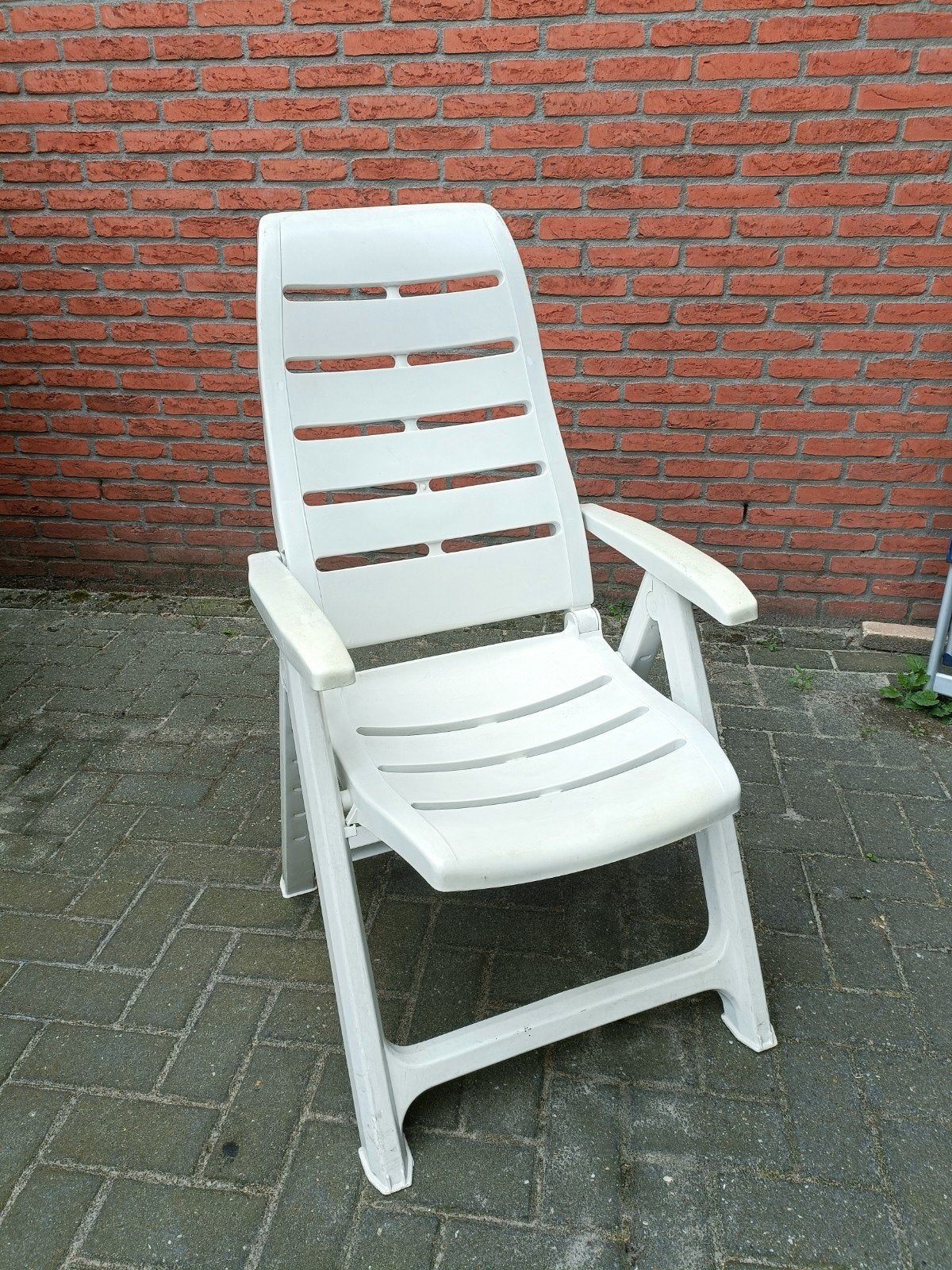 Campingstoel met ligstand - Wit, opvouwbaar, Caravans en Kamperen, Kampeeraccessoires, Ophalen