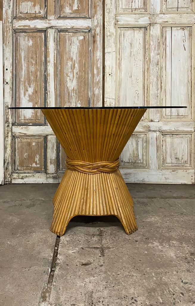 Eettafel. Rond. Design “wheat sheaf” by McGuire. Vintage., Ophalen, Gebruikt, -, Glas